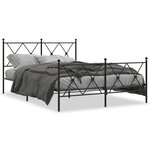 vidaXL Cadre de lit métal avec tête de lit/pied de lit noir 140x190 cm