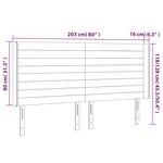 vidaXL Tête de lit à LED Gris clair 203x16x118/128 cm Tissu