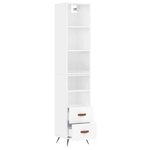 vidaXL Buffet haut Blanc brillant 34 5x34x180 cm Bois d'ingénierie