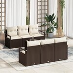 Ensemble de canapé de jardin 7 pièces avec coussins marron