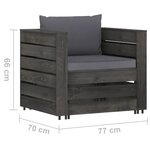 vidaXL Salon de jardin 6 Pièces avec coussins Bois imprégné de gris