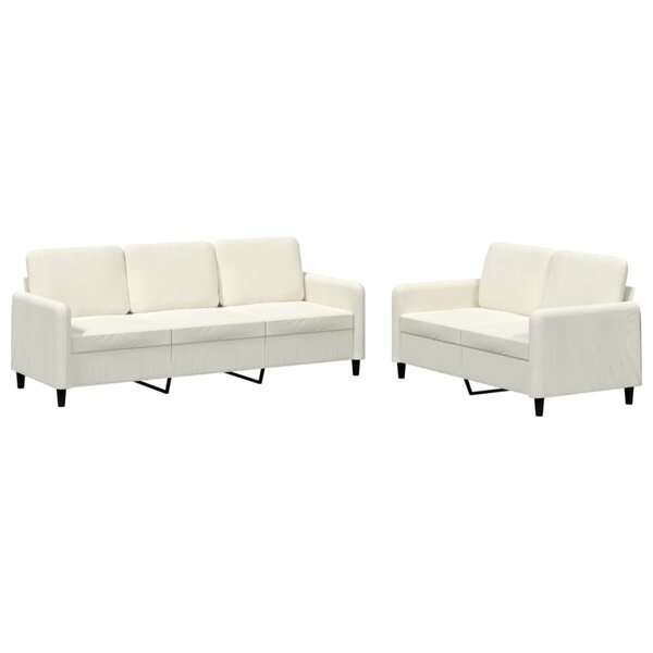 vidaXL Ensemble de canapés 2 Pièces crème velours
