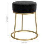 vidaXL Tabouret rond Noir Velours