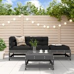 vidaXL Salon de jardin 4 Pièces avec coussins gris bois massif
