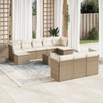 vidaXL Salon de jardin 11 Pièces avec coussins beige résine tressée