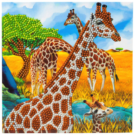 Kit carte broderie diamant 18x18cm Girafe