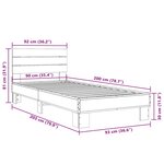 vidaXL Cadre de lit sonoma gris 90x200 cm bois d'ingénierie et métal