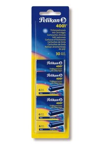 Lot de 5 Etuis de 6 Cartouches 4001 TP/6 Bleu Royal PELIKAN