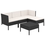 vidaXL Salon de jardin 5 Pièces avec coussins résine tressée noir