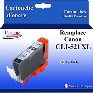 T3AZUR - Cartouche compatible avec Canon CLI521 CLI-521 XL pour Canon Pixma MP980 MP990 - Gris