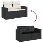 Ensemble de canapé de jardin 12 pièces avec coussins noir poly rotin