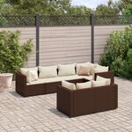 vidaXL Salon de jardin avec coussins 7 Pièces marron résine tressée