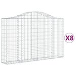 vidaXL Paniers à gabions arqués 8 Pièces 200x30x120/140 cm Fer galvanisé