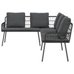 Set de canapé de jardin 2 pièces avec coussins en poly rotin noir