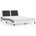 vidaXL Lit avec matelas blanc et noir 160x200 cm similicuir