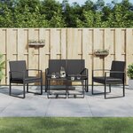 vidaXL Ensemble à manger de jardin avec coussins 5 Pièces noir rotin PP