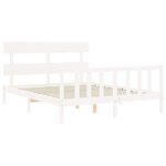 vidaXL Cadre de lit avec tête de lit blanc 160x200 cm bois massif