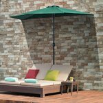 Demi parasol  parasol de balcon 5 entretoises métal polyester 2 69L x 1 38l x 2 36H m vert