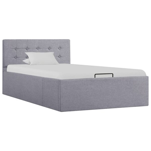 vidaXL Cadre de lit à stockage hydraulique Gris clair Tissu 90x200 cm