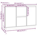 vidaXL Buffet Blanc 111x34x75 cm Bois massif de pin