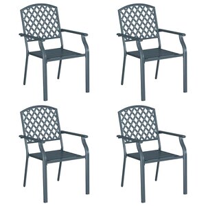 vidaXL Chaise de jardin 4 Pièces Anthracite 56 x 65 x 89 cm Acier