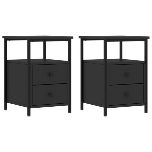 vidaXL Tables de chevet 2 Pièces noir 34x35 5x50 cm bois d'ingénierie