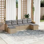 vidaXL Salon de jardin avec coussins 7Pièces mélange beige résine tressée