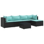 vidaXL Salon de jardin 6 Pièces avec coussins Noir Résine tressée