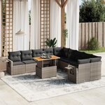 vidaXL Salon de jardin 11 Pièces avec coussins gris résine tressée