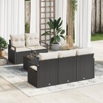 Ensemble de Canapés de Jardin de 6 Pièces avec Coussins en Poly Rattan Noir