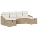 vidaXL Set de canapé de jardin 6 pièces avec coussins Beige Poly Rattan