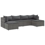 vidaXL Salon de jardin 6 Pièces avec coussins Gris Résine tressée