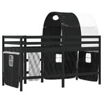 vidaXL Lit mezzanine enfants et tunnel blanc/noir 90x200 cm pin massif