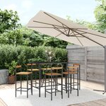 vidaXL Ensemble de bar jardin 7 Pièces noir poly rotin/bois massif acacia