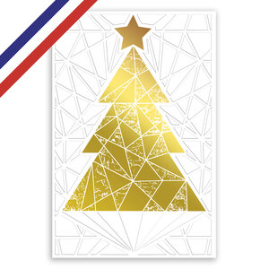 Carte double de vœux sapin doré