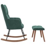 vidaXL Chaise à bascule avec repose-pied Vert foncé Velours