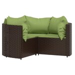 Salon de jardin meuble d'extérieur ensemble de mobilier 4 pièces avec coussins marron résine tressée 02_0016157