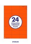 20 planches a4 - 24 étiquettes 70 mm x 37 mm autocollantes fluo orange par planche pour tous types imprimantes - jet d'encre/laser/photocopieuse fba amazon