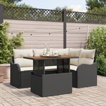 Ensemble de Canapé de Jardin 5 pièces avec Coussins en Poly Rattan Noir