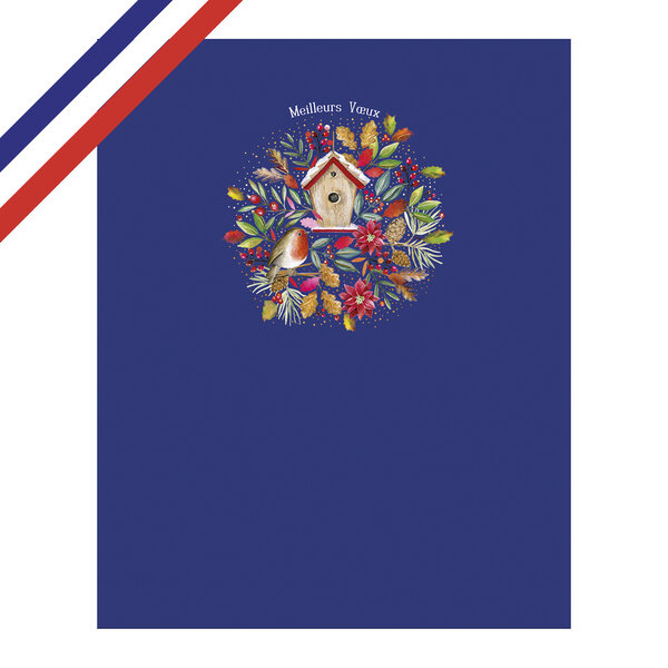 Carte double meilleurs vœux oiseau et feuillages