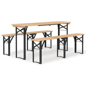 vidaXL Ensemble de tables à bière pliantes 3 Pièces bois massif de sapin