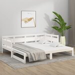 vidaXL Lit coulissant blanc bois de pin massif 2x(90x200) cm