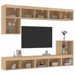 vidaXL Unités murales TV avec LED 8 Pièces chêne sonoma bois d'ingénierie