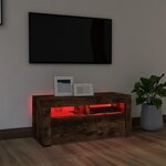 vidaXL Meuble TV avec lumières LED Chêne fumé 90x35x40 cm