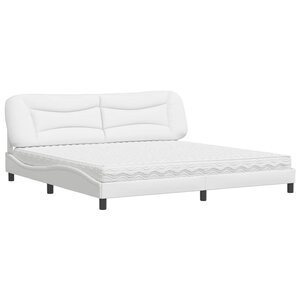 vidaXL Lit avec matelas blanc 200x200 cm similicuir