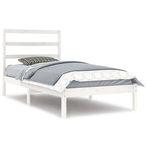 vidaXL Cadre de lit Blanc Bois de pin massif 90x200 cm