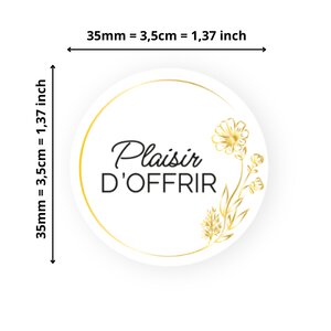 500 étiquettes Plaisir dOffir Rondes Autocollantes en rouleau - Ø 35 mm - Plaisir dOffrir - 1 rouleau de 500 Stickers pour fleuriste entrepreneurs smallbusiness.