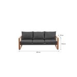 Salon bas de jardin en aluminium effet bois avec coussins - 5 personnes - PUERTO - Gris