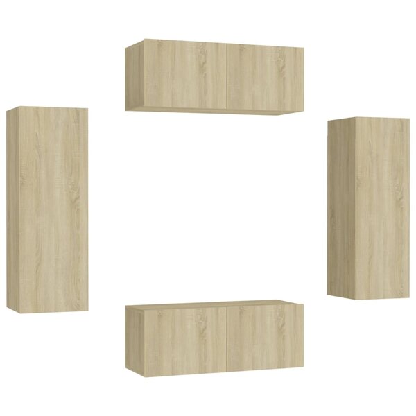 vidaXL Ensemble de meubles TV 4 Pièces Chêne sonoma Bois d'ingénierie