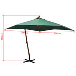 vidaXL Parasol  300 x 300 cm Poteau en bois Vert